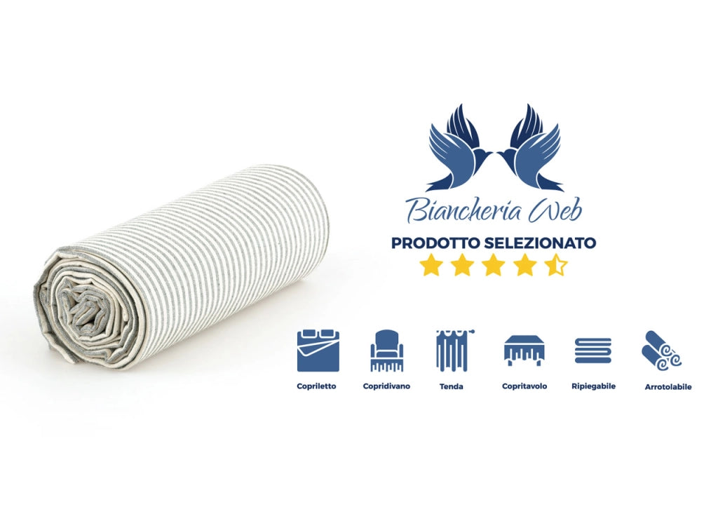 Telo Arredo Granfoulard Copritutto Cotone Made Italy Vari Disegni Arredatutto Copriletto Multiuso - 1 Piazza - Vanessa Grigio