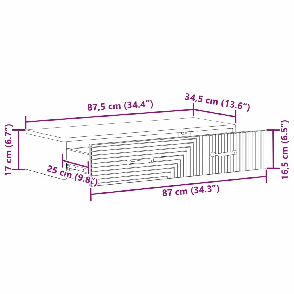 Tavolino da Parete Laterale | Tavolo laterale | Tavolino Rovere Sonoma 87,5 x 34,5 x 17 cm