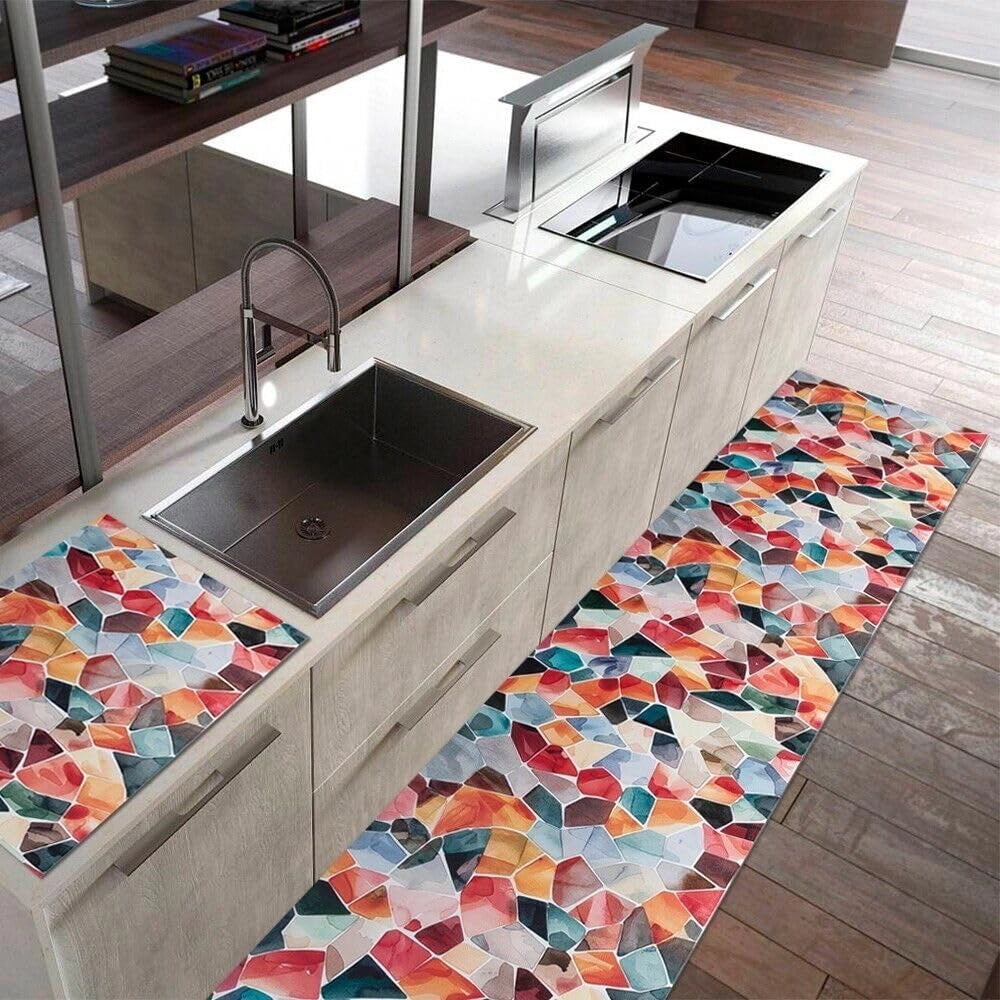 Tappeto Cucina Gomma Pvc 51x140 cm Antimacchia Passatoia Antiscivolo Antisfilo Lavabile Dis_B
