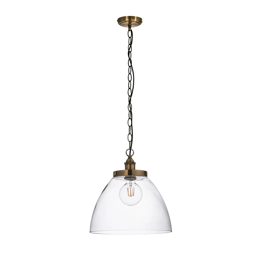 Lampada a sospensione industriale ottone antico E27 Endon