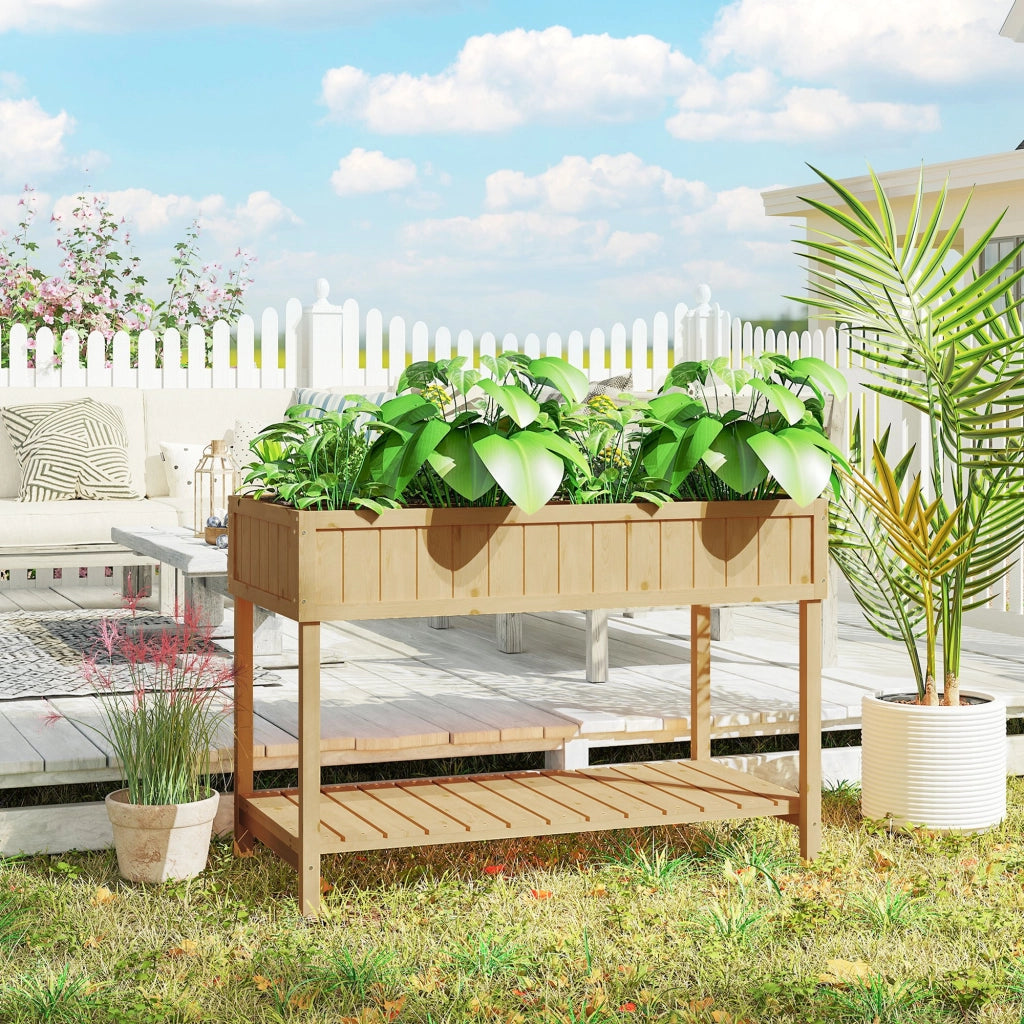 Orto Urbano da Giardino ¨C Xylo ¨C Legno Naturale con Ripiano 110x46x76 cm