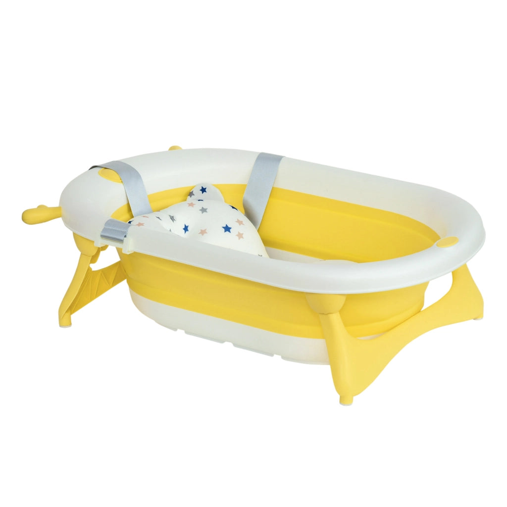 Vaschetta Bagnetto Pieghevole per Bambini con Cuscino ¨C Minimal ¨C 81.5x50.5x23.5 cm, Giallo