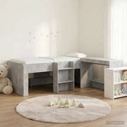 Letto alto per bambini con scrivania 2 pz Grigio Cemento 3423457