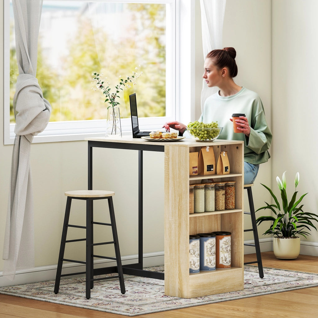 Set tavolo bar con 2 sedie ¨C Minimal ¨C marrone chiaro e nero
