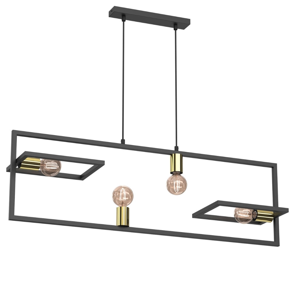 Lampada a sospensione Belfort Luminex nero-oro 4xE27
