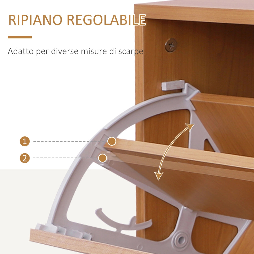Set Mobili Ingresso Moderno con Scarpiera e Specchio, Appendiabiti da Ingresso con 6 Ganci, 2 Ripiani Regolabili e Cassetti in Legno per Corridoio, 90x24x166 cm, Legno
