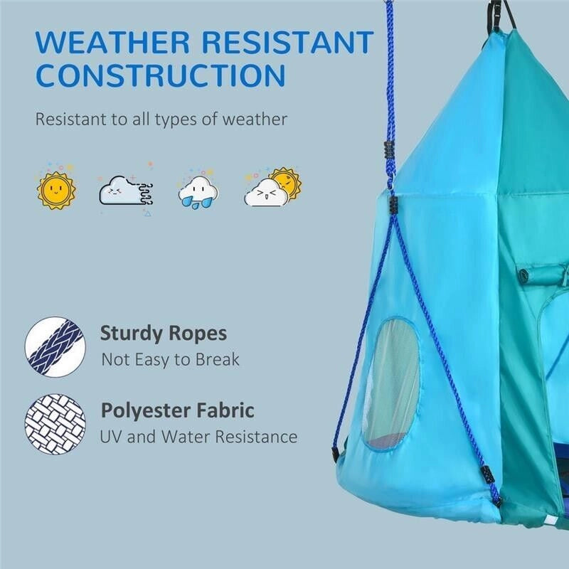 ALTALENA DA GIARDINO CON TENDA PER BAMBINI DA 3-8 ANNI  Ø100CM BLU