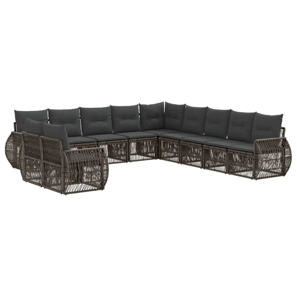 Set Divano da Giardino 11 pz Grigio e Grigio Scuro polyrattan 3435470