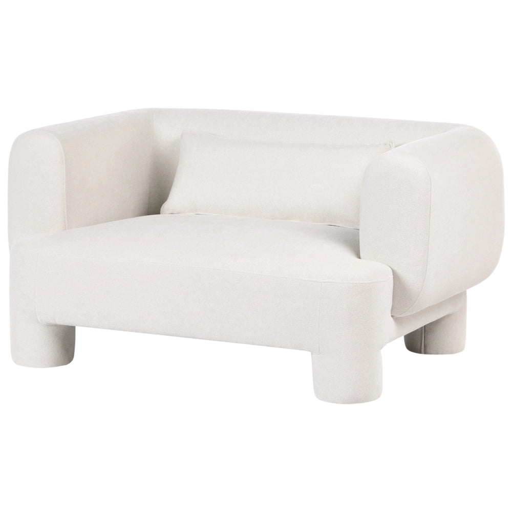 Set da salotto Divano a 3 posti in tessuto bianco morbido e sinuoso Poltrona Loveseat Pouf Stile retrò minimalista