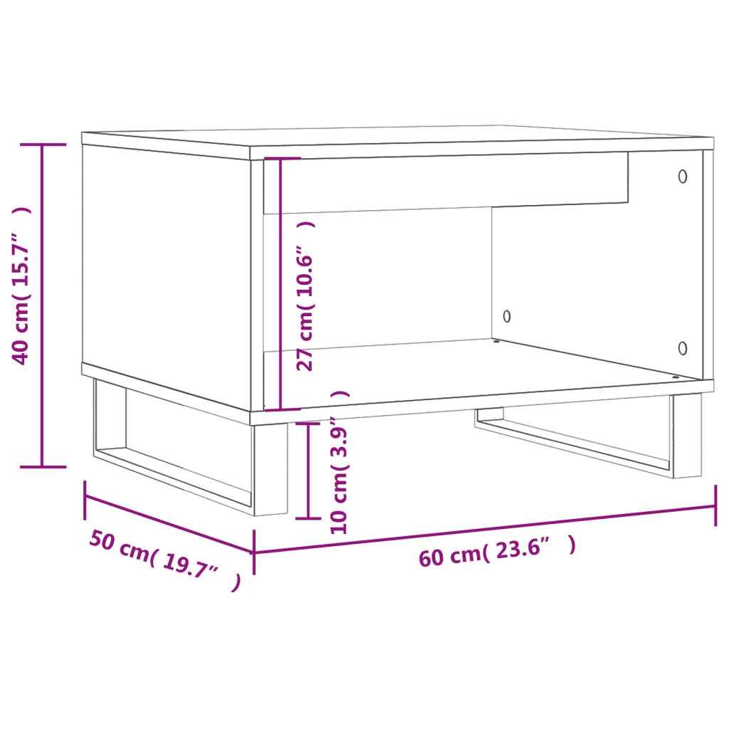 Tavolino da Salotto-Tavolino da soggiorno-Tavolo Grigio Cemento 60x50x40cm Legno Multistrato 608362