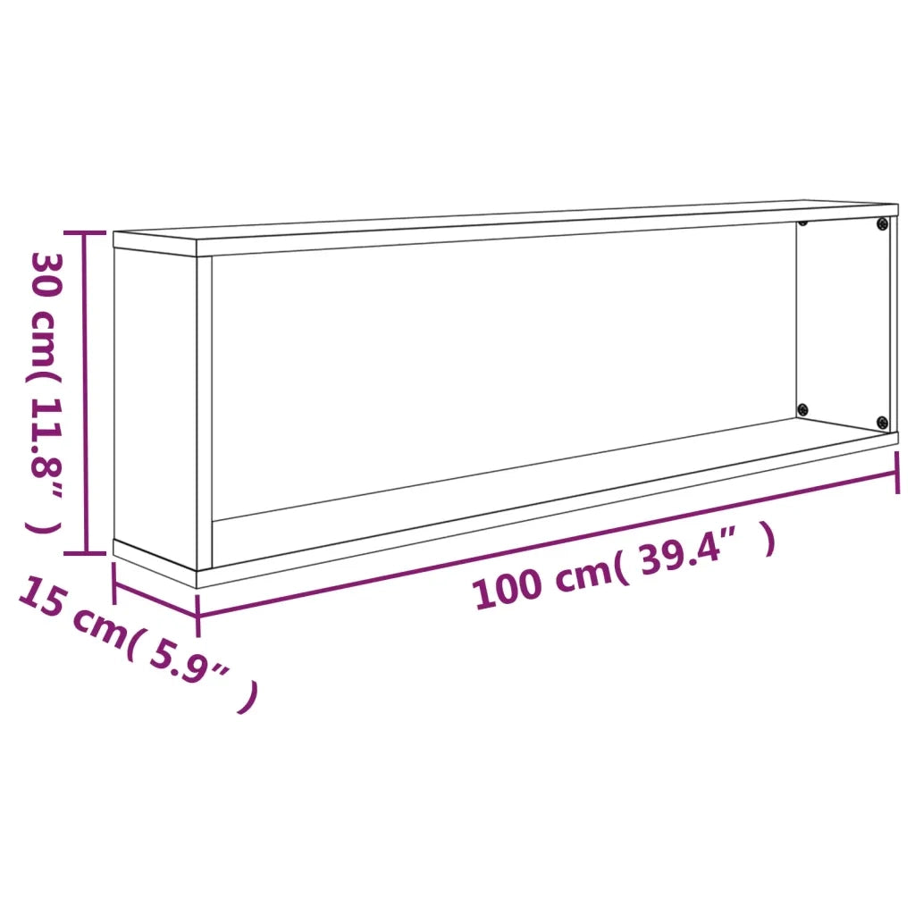 Mensole Parete Cubo 4pz Rovere Fumo 100x15x30 Legno Multistrato 815907