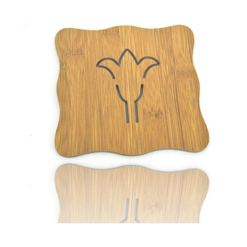 Trade Shop - Base Sotto Pentola Casseruola Piatto In Legno Fantasia Garofalo 17x17cm -