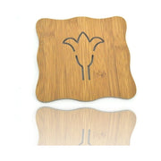 Trade Shop - Base Sotto Pentola Casseruola Piatto In Legno Fantasia Garofalo 17x17cm -