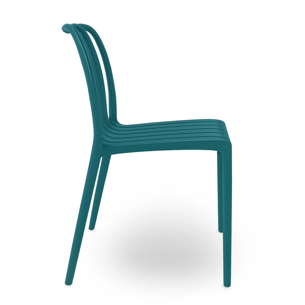 Sedia da esterno Iside in plastica resistente, comfort premium verde petrolio