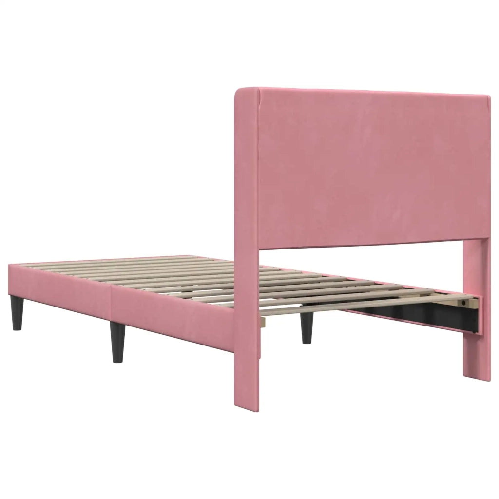 Struttura del letto con testiera-Giroletto Rosa 100 x 200 cm Velluto 726431