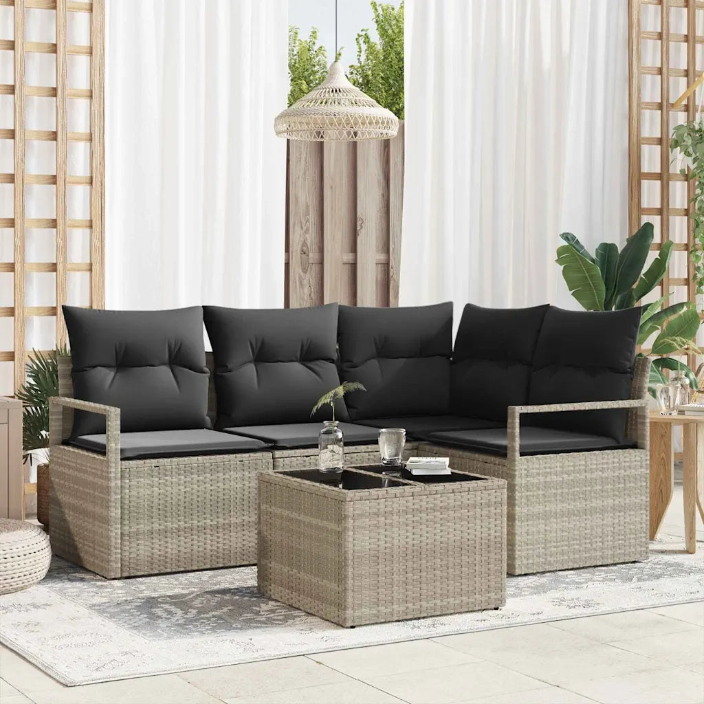 Set di divani 5 pcs Grigio chiaro polyrattan