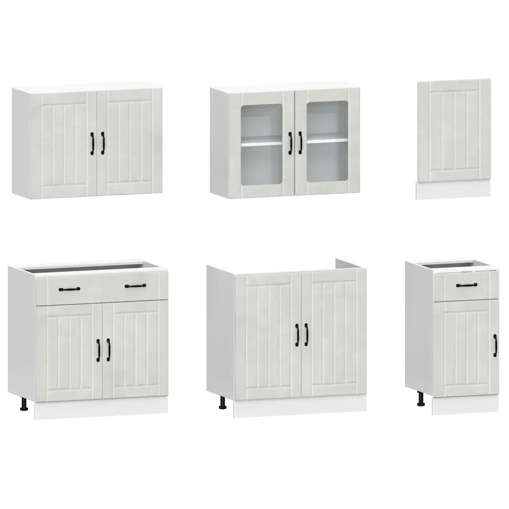 Set Mobili da Cucina 7 pz Lucca Grigio Cemento in Truciolato 3314745