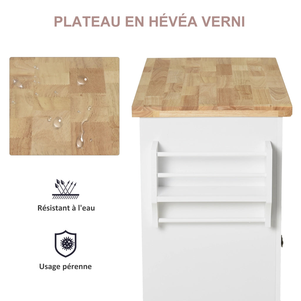 Carrello da cucina con cassetti e scaffali portabottiglie ¨C Xylo ¨C MDF bianco legno hevea