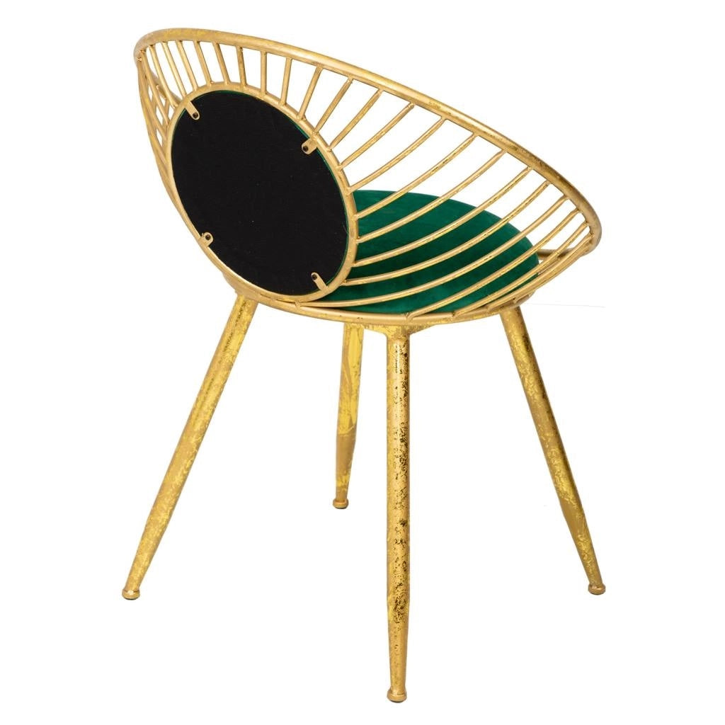 Sgabello imbottita in metallo dorato verde 55x46x70h