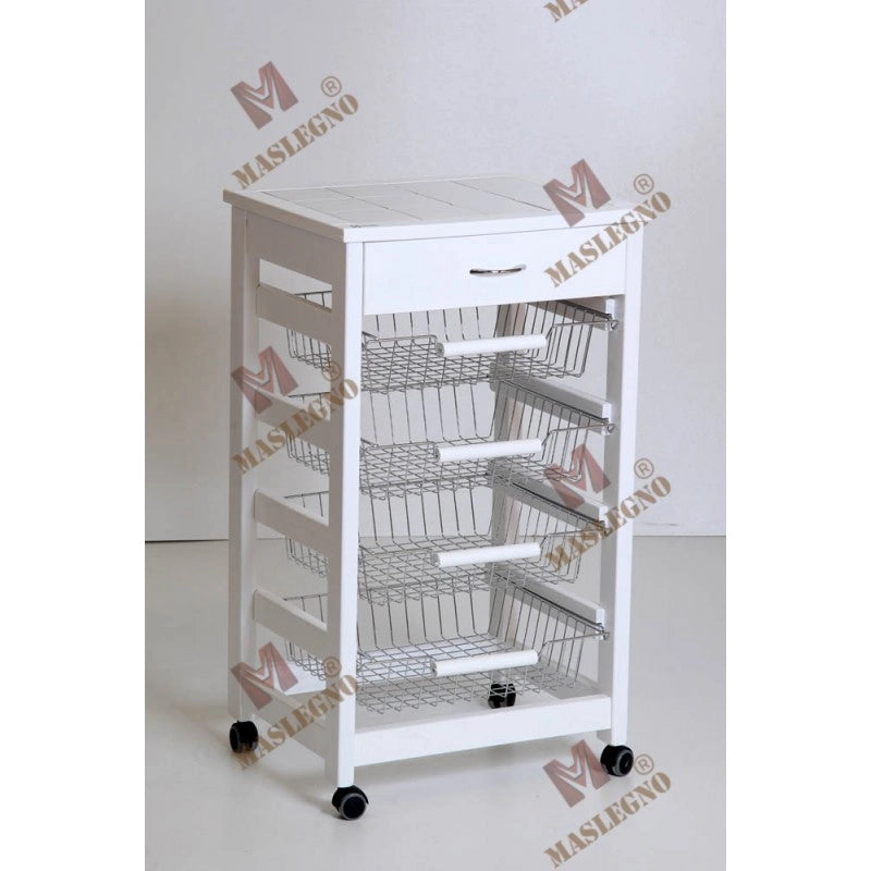 Carrello portafrutta Vesuvio con cassetto senza base - BIANCO