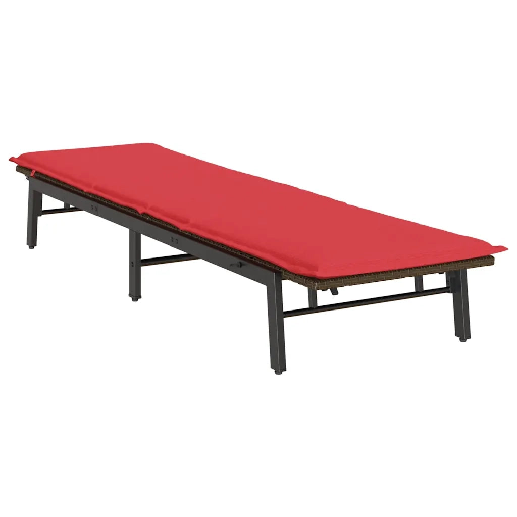 Lettino Prendisole con Cuscino Marrone in Polyrattan 4104085