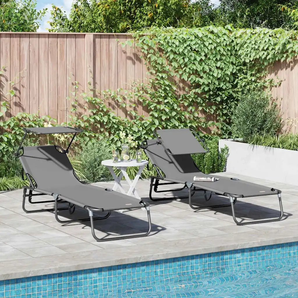 Lettino prendisole pieghevole 2 pcs Grigio 190 x 57 x 81 cm 42003137