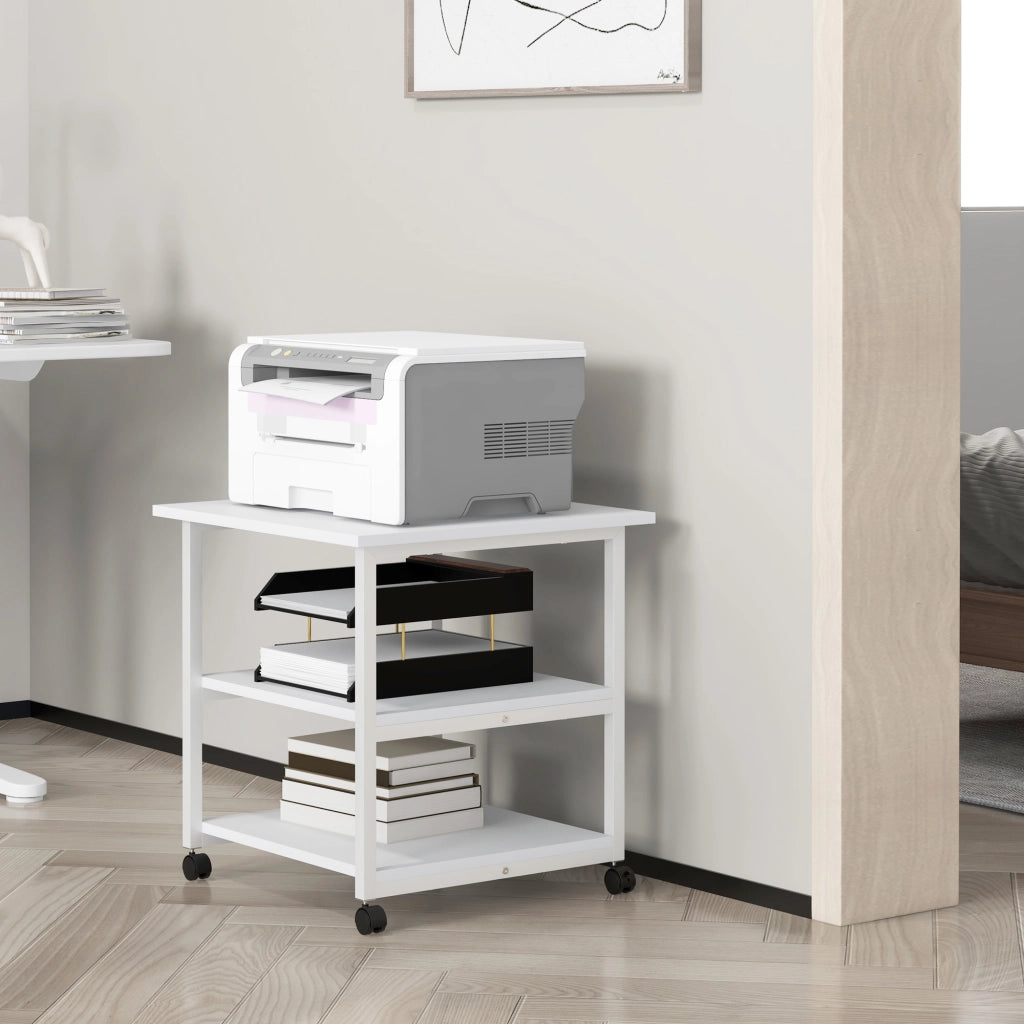 Scrivania per Computer con Stampante e Ruote ¨C Minimal ¨C Grigio 50x50x52.5 cm