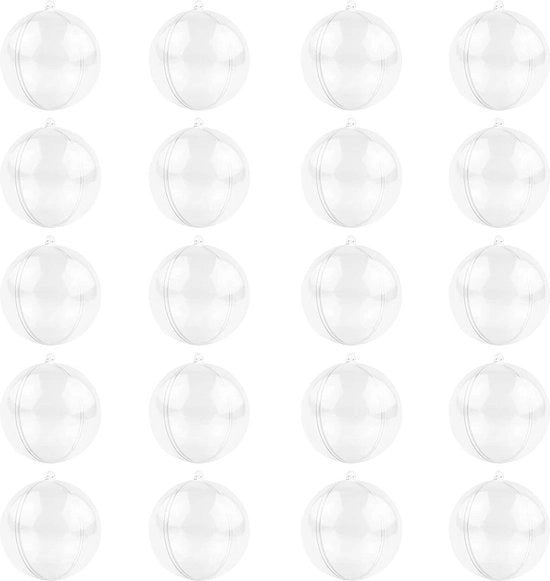 Set di 20 palline di plastica trasparente - 6 cm - palline di acrilico riempite - decorazione da assemblaggio per matrimonio, Natale, casa, festa di Natale, palline di Natale