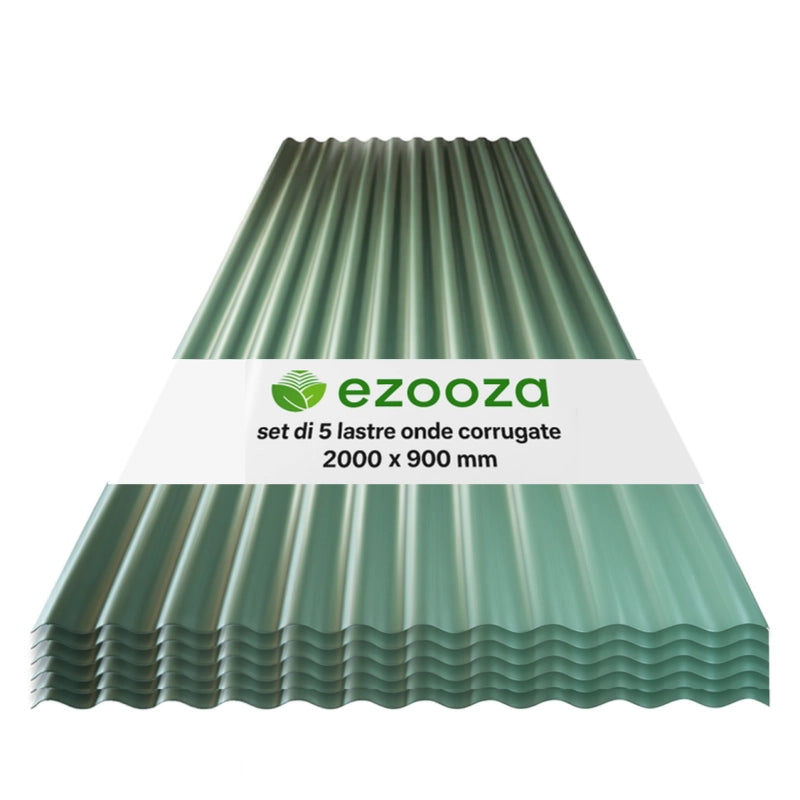 StormGuard Set da 5 lastre Ondulate in PVC – 90x200 cm Verde –- Pannello Tetto Impermeabile – Tetti di Verande, Carport
