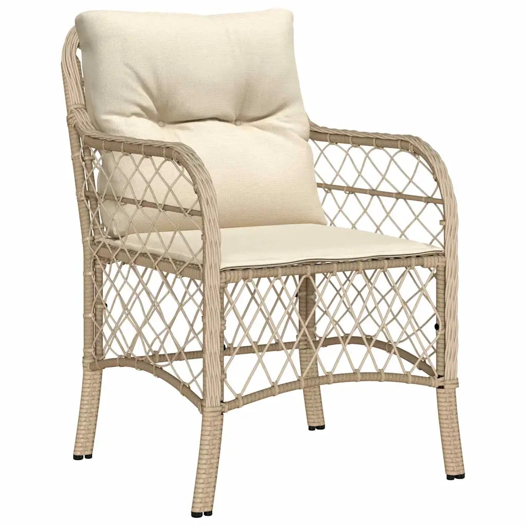 Set da Pranzo per Giardino con cuscino 5 pcs Beige polyrattan 3380227