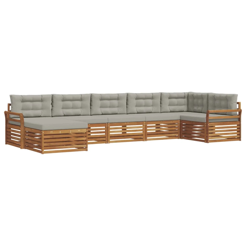 Set divani con cuscino 7 pcs Grigio Naturale e Chiaro 3373821
