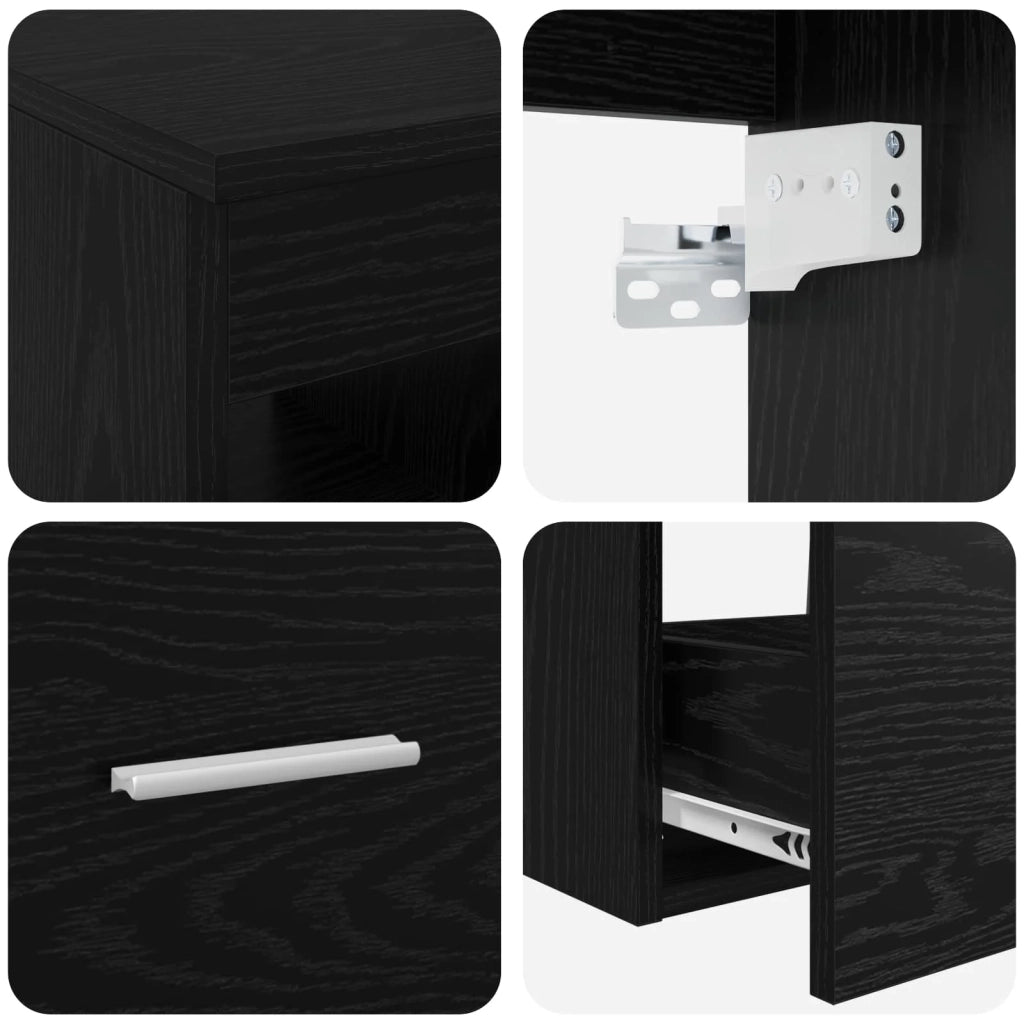 Set di Armadi da Bagno 3 pz Rovere Nero 49,5 x 35 x 63 cm 3405788