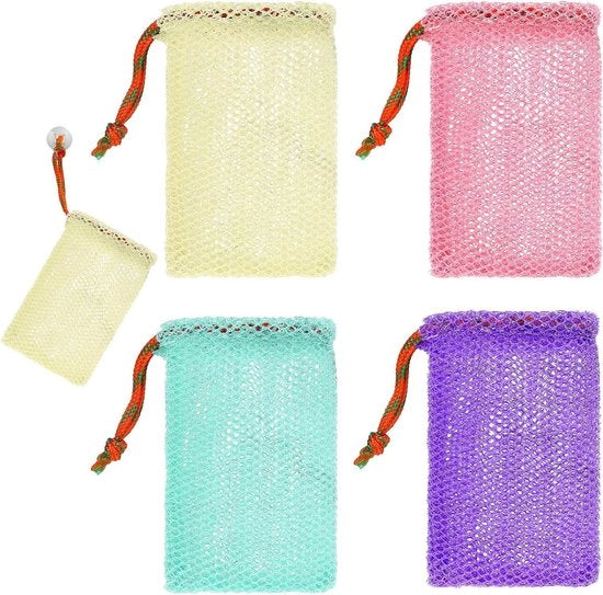Set di 4 netti per autoasciugatura per esfoliazione e doccia, 14 x 9 cm, 4 colori.