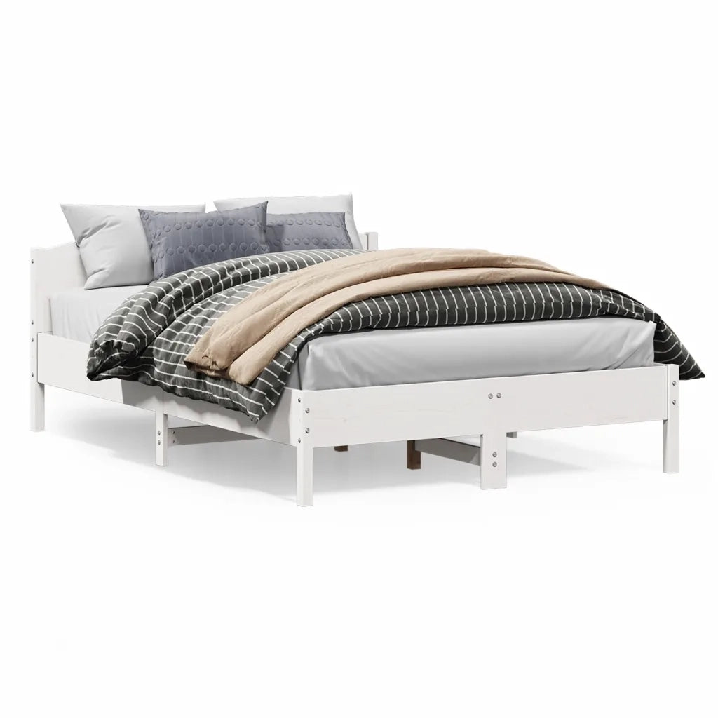 Letto matrimoniale | Letto per adulti | Letto senza Materasso Bianco 140x200 cm Legno Massello di Pino