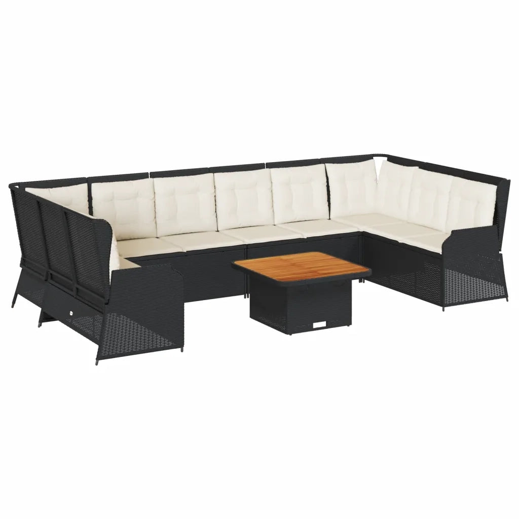 Set Salotto da Giardino con Cuscini 7pz Nero Polyrattan 3262379
