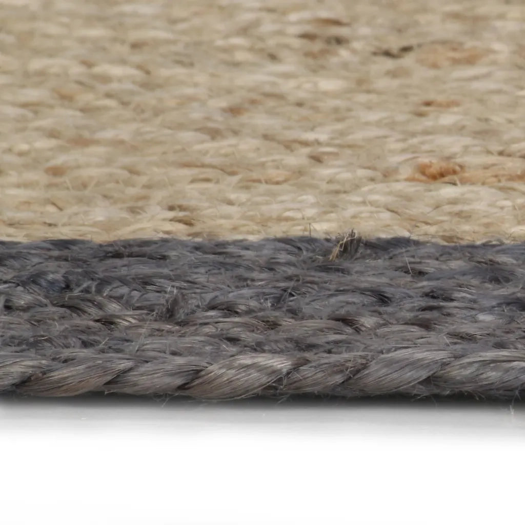 Tappeto del soggiorno | Tappeto Lavorato a Mano in Juta con Bordo Grigio Scuro 150 cm