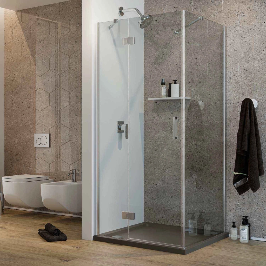 Box Doccia 80x50 CM H190 Trasparente con Easyclean mod. Flip Anta + Fisso