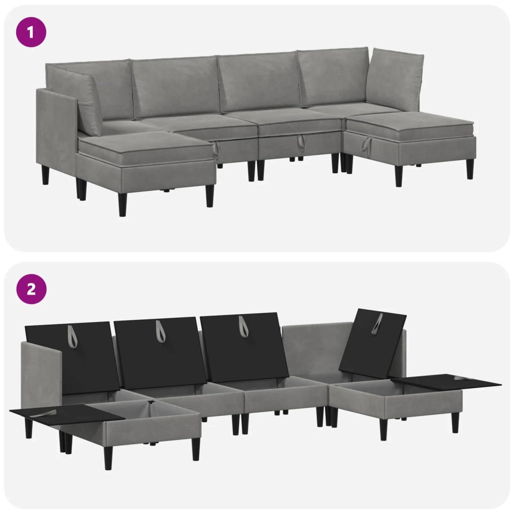 Set di mobili per il soggiorno 6 pcs Grigio Chiaro Velluto 3413732