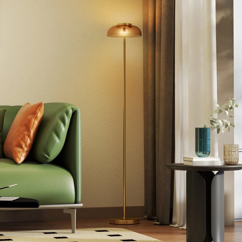 LAMPADA DA TERRA LED 3000 K Ottone antico Vetro e metallo