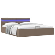 Giroletto Idraulico Contenitore LED-Struttura Letto Tortora Tessuto 160x200cm