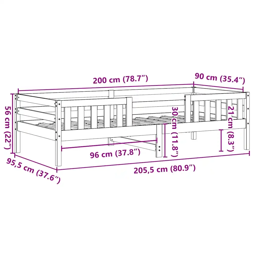 Letto senza Materasso-Struttura Letto Marrone Cera 90x200 cm Legno di Pino 602153