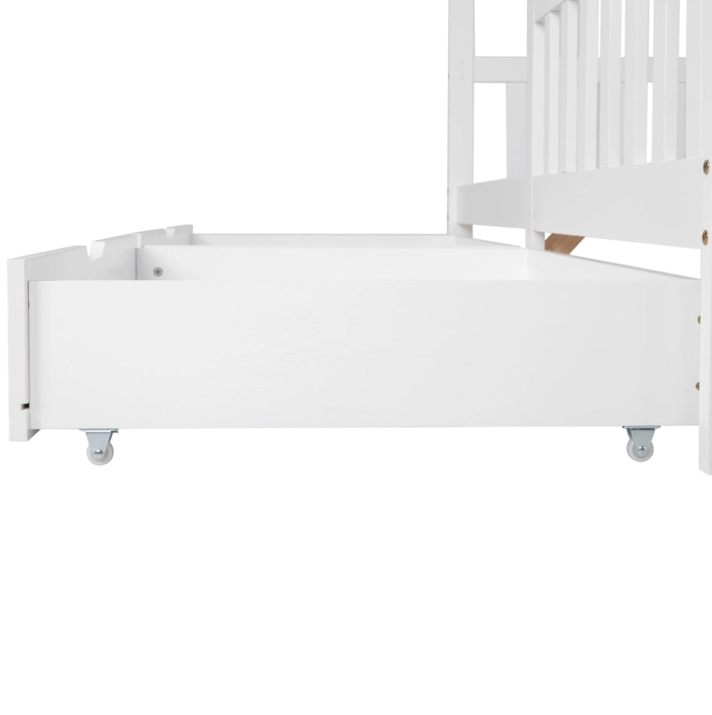 Cassetti contenitore con ruote in MDF bianco; set da 2