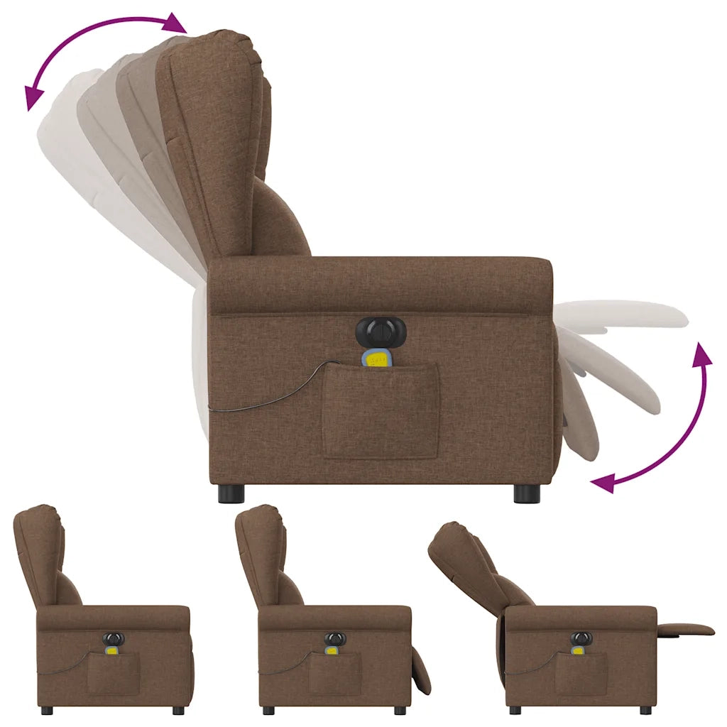 Poltrona Massaggiante Reclinabile Elettrica Marrone in Tessuto 3303368