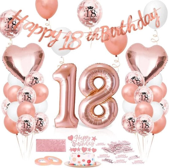 Gigantesco pallone per festeggiare il 18° compleanno - decorazione per festa di compleanno rosé con sfumature di giallo