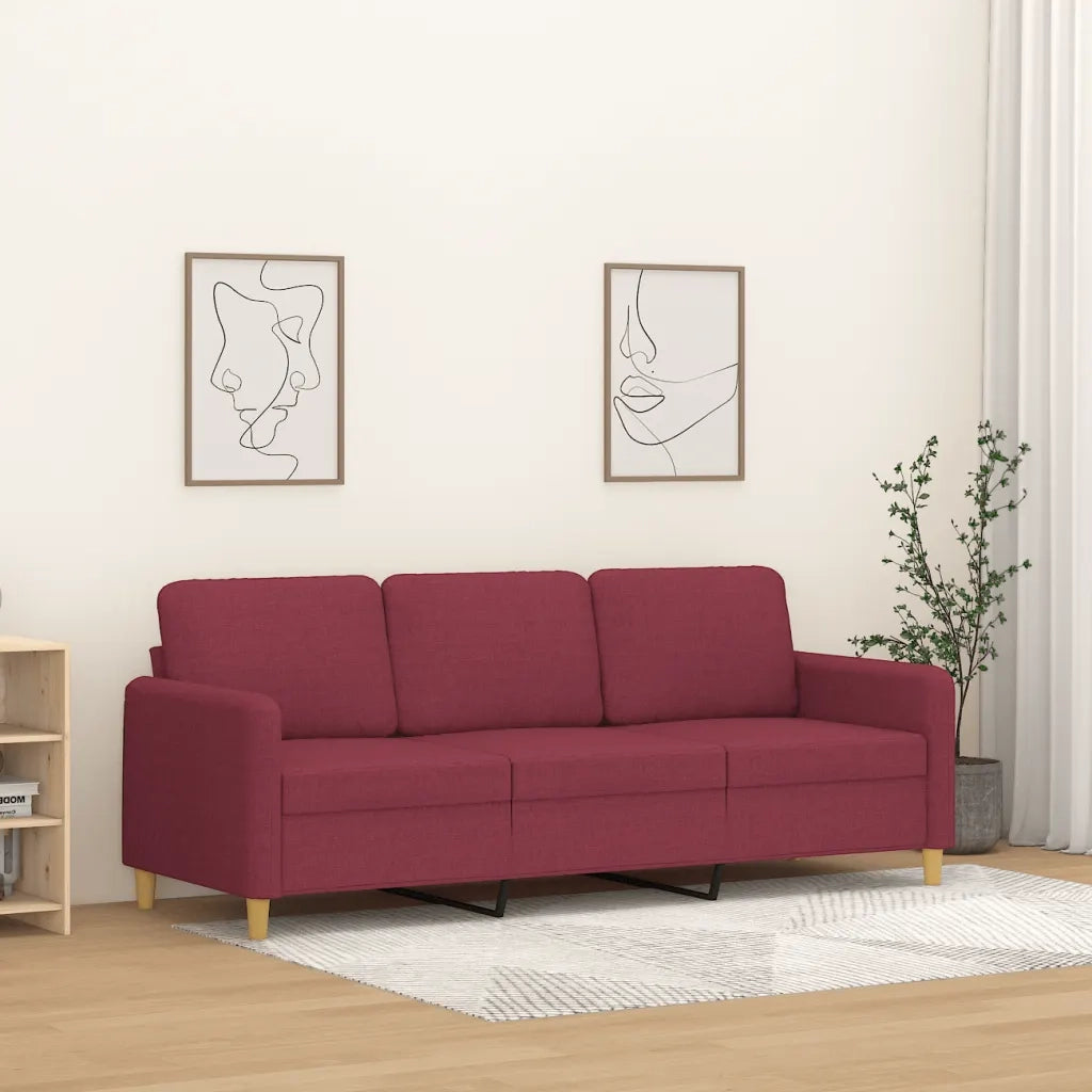 Divano a 3 Posti-Sofa 3 Posti Rosso Vino 180 cm in Tessuto 656373