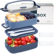 Borsa da Picnic 1600 ML, 2 in 1 con 3 Ciotole, Borsa per Snack con Cucchiaio, Ideale per Adulti e Bambini, Ciotola per Scuola, Picnic, Viaggi