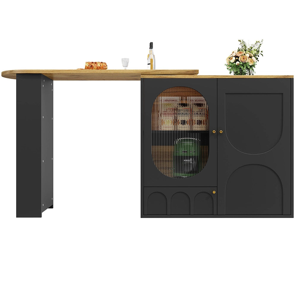 Tavolo bar rotante 360° - Xylo - con ripiano bianco/nero 138x39x102cm