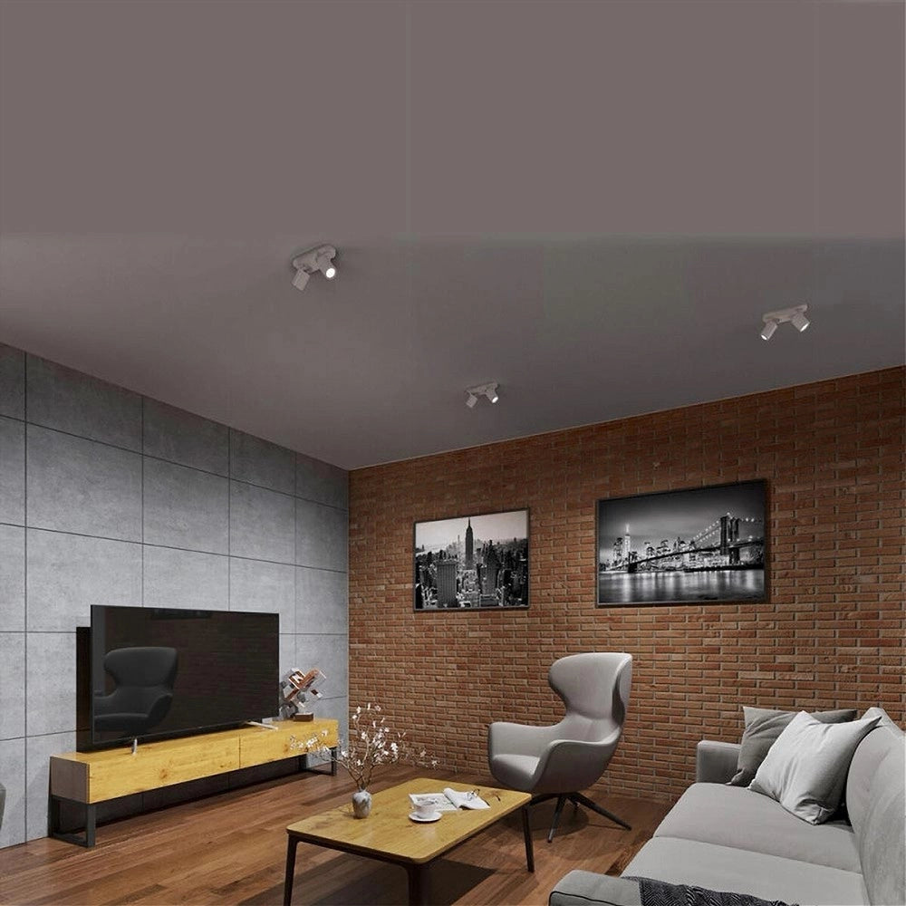 Trade Shop - Applique 2 Diffusori Orientabile Soffitto Parete Lampada Gu10 Bianco Nero Th8802 -