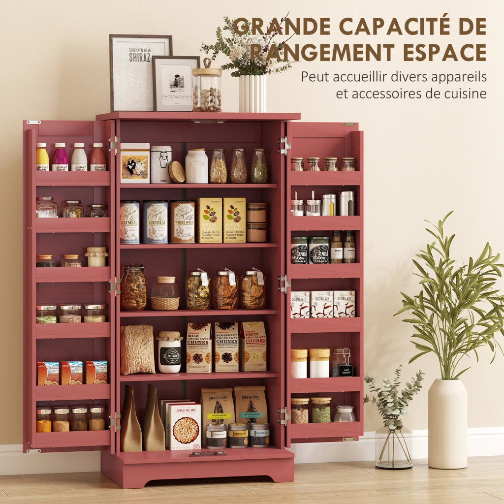 Credenza Cucina 5 Ripiani ¨C Xylo ¨C Porte Regolabili 60x40x120cm Effetto Legno Rosso