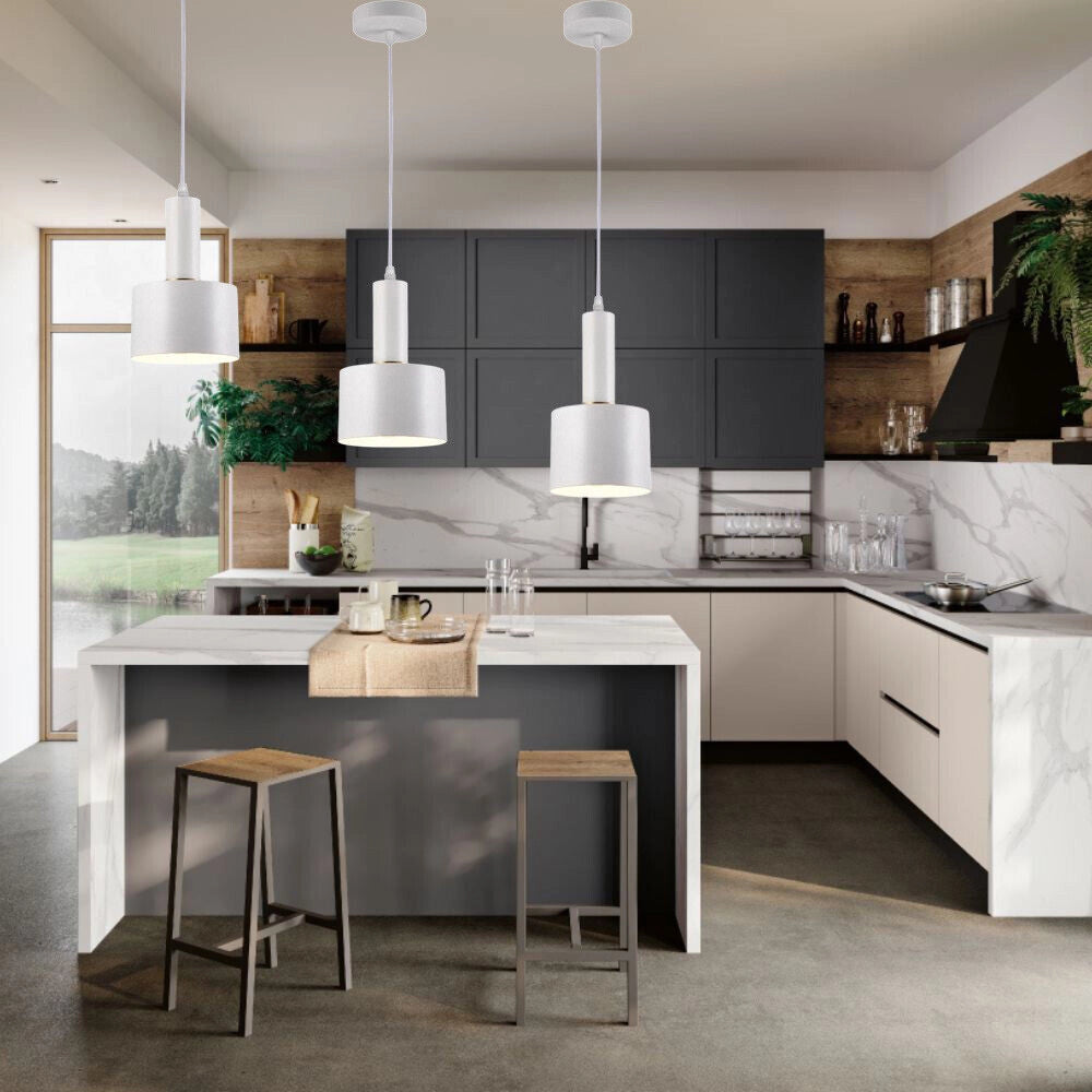 Trade Shop - Lampadario A Sospensione Soffitto E27 Lampada Pendente Minimal Per Cucina Isola Snack A22 -